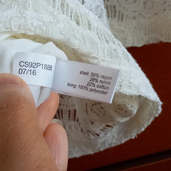 Embroidered Lace top, Ivory/Off-white, 3/4 sleeves - Picture 9 of 9